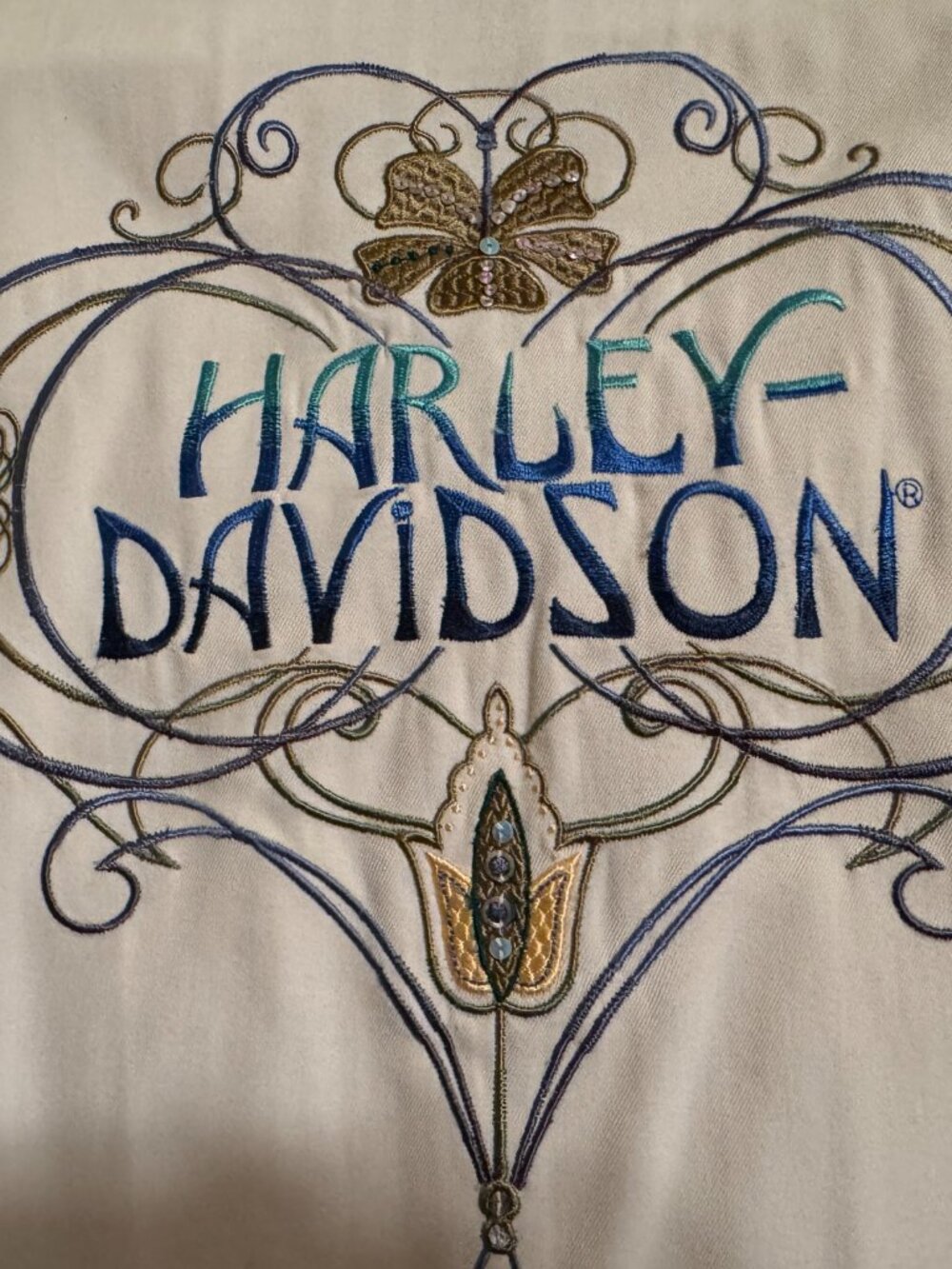 Harley-Davidson Embroidered Shirt | Cream | Size M - Picture 4 of 4